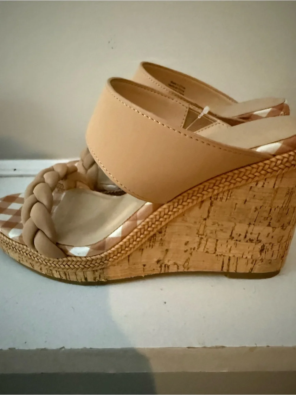 Draper James Beige Braided Strap Wedge Sandals